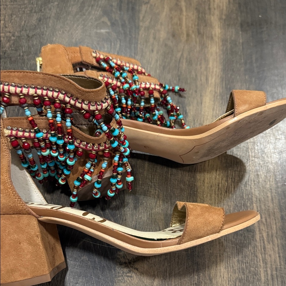 Beaded Tan Sandals - Picture 2 of 6